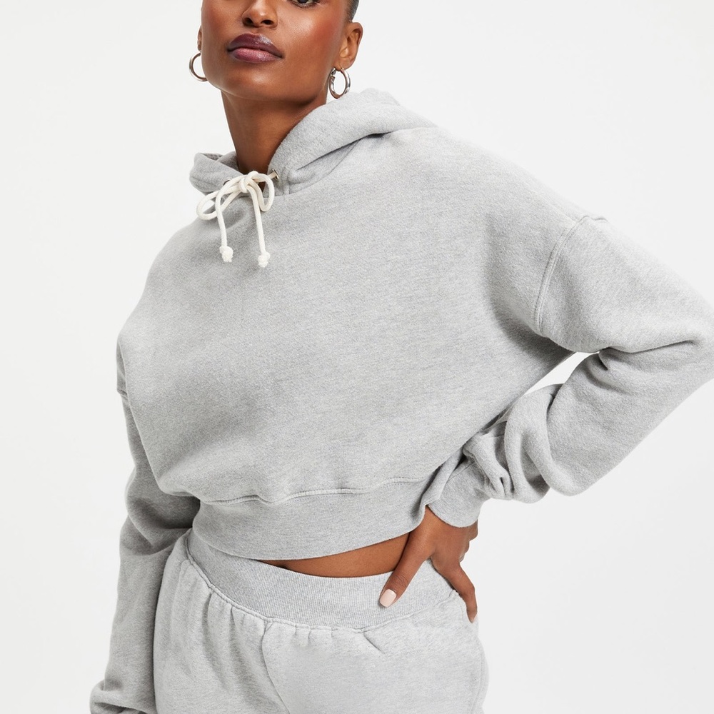 COPY - Good American cropped hoodie size 2 heather grey
